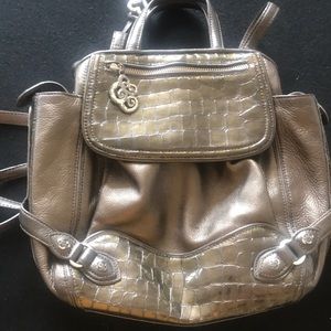 Brighton metallic leather backpack bag